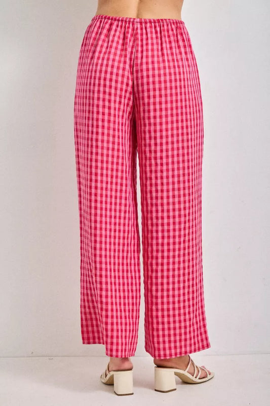 Summer Crush Gingham Pants | Fuchsia