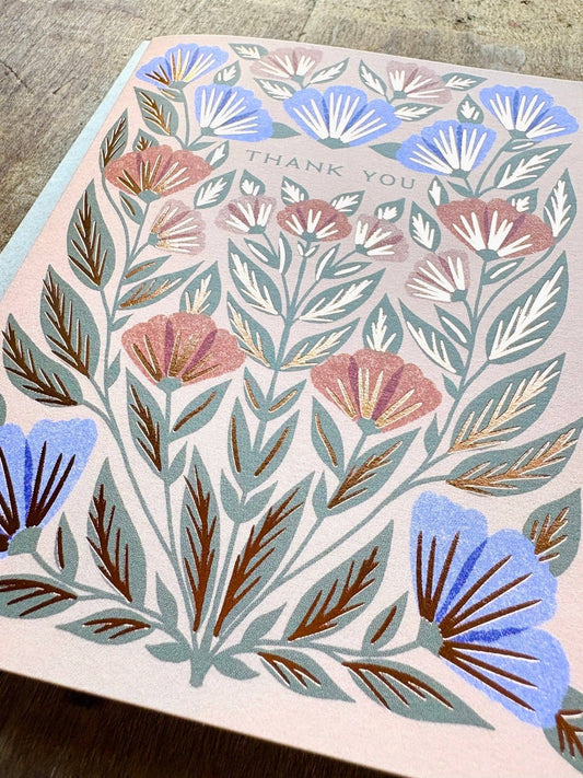 Thank You Red and Purple Floral Card