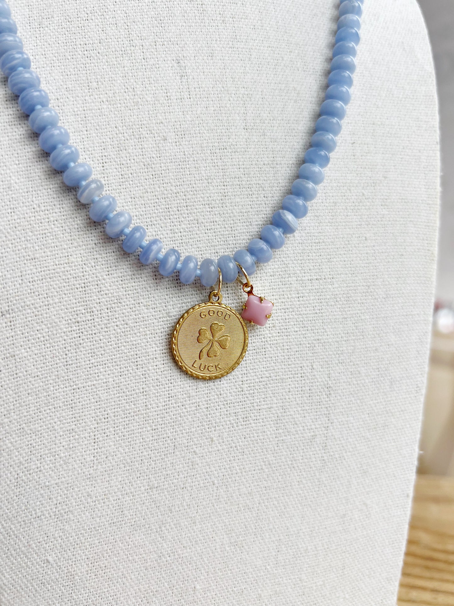 Rondelle Strand Necklace | Blue Lace Agate