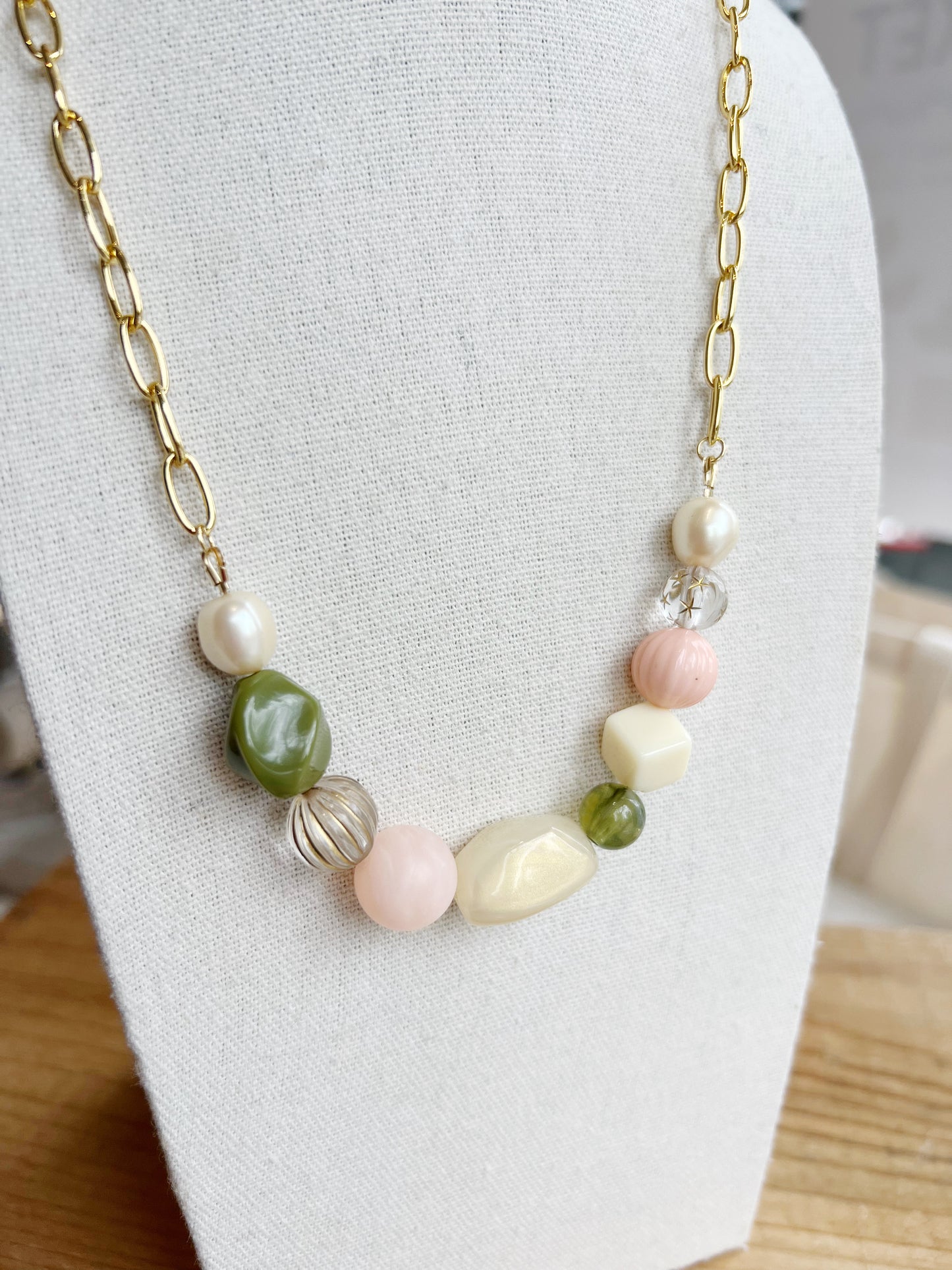 Half-Beaded Lucite Necklace