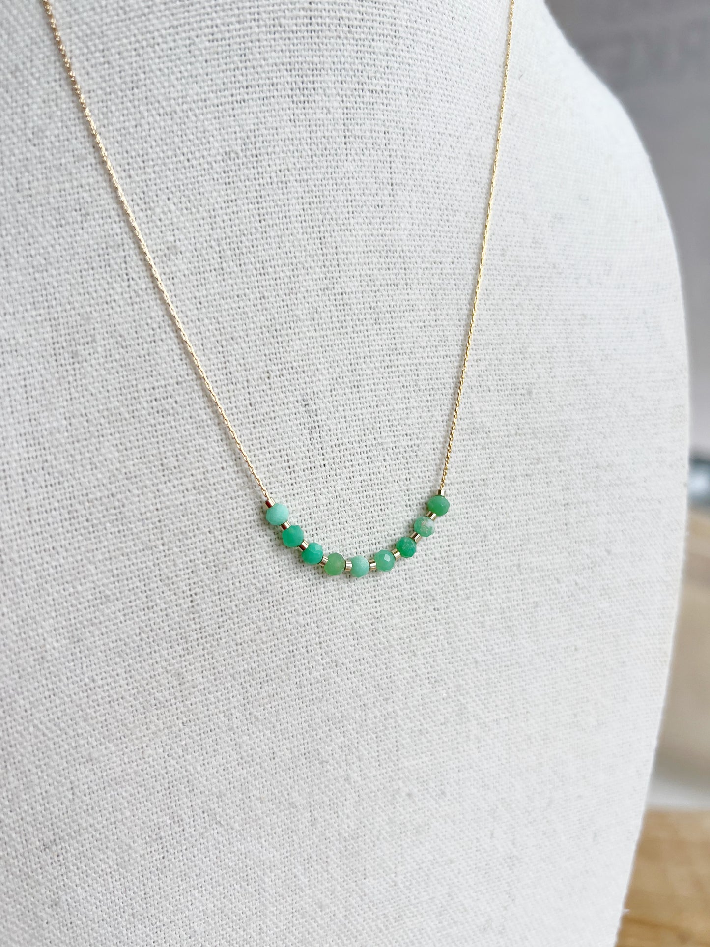 Snake Chain Beaded Necklace | Chrysoprase
