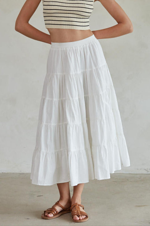 For A Moment Tiered Midi Skirt
