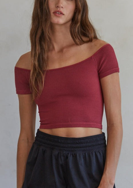 Burgundy off discount the shoulder top