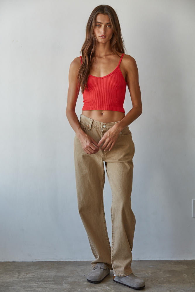 Essential Ribbed Brami | Tomato