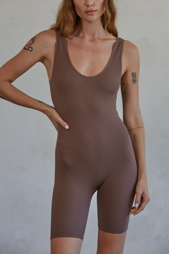 Here We Go Romper | Coffee