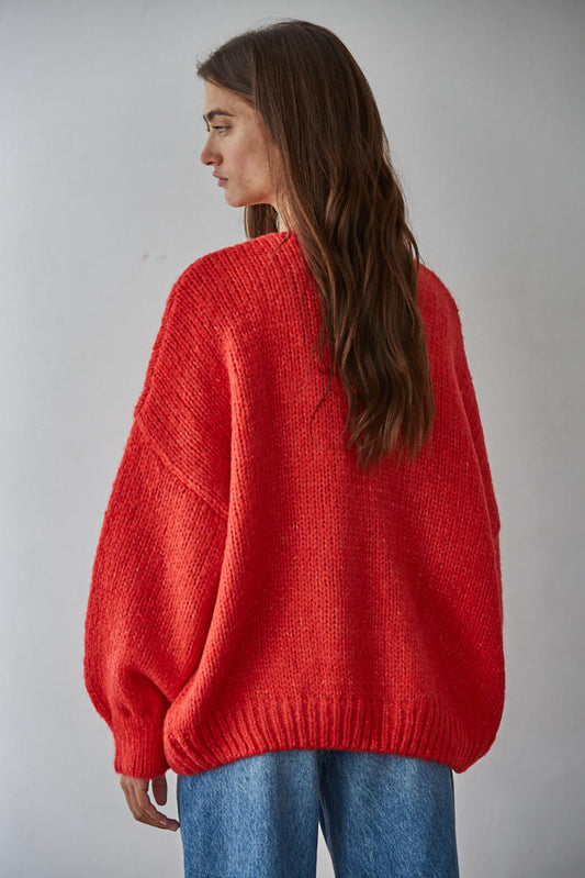 Sadie Tie Front Cardigan | Red