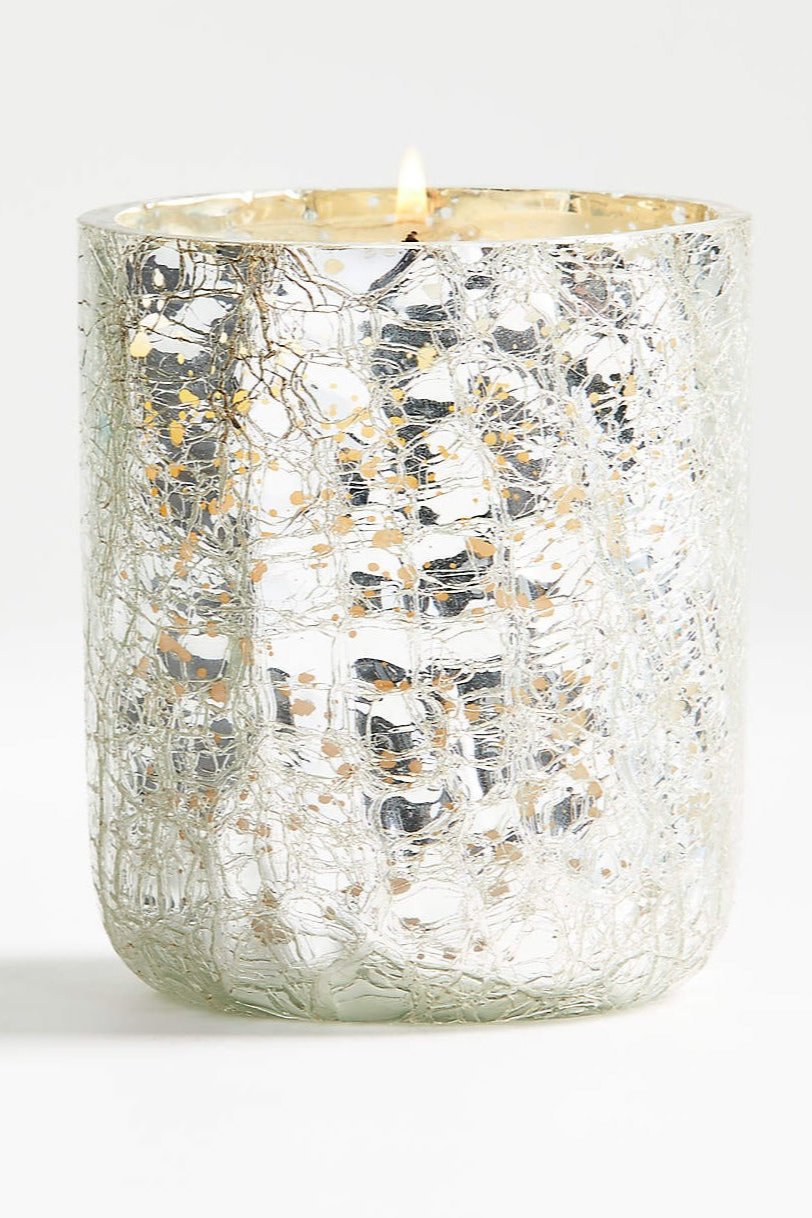 Balsam & Cedar Crackle Glass Candle