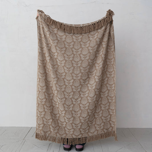 Cotton Jacquard Throw | Beige