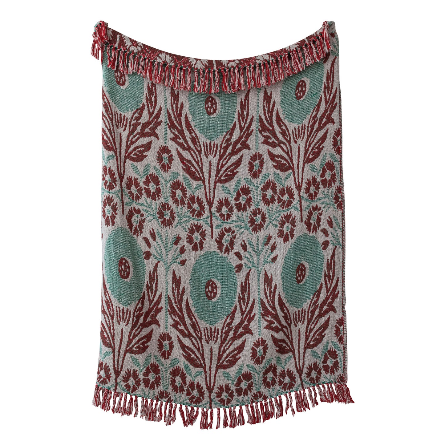 Cotton Jacquard Throw | Green & Berry