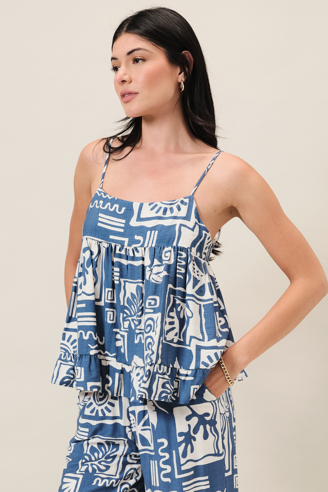 Summer Tile Tiered Tank Top