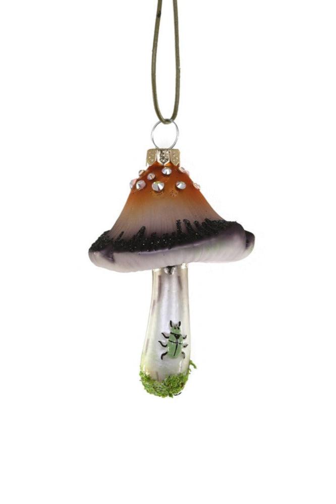 Bejeweled Wooden Glen Mushroom Ornament
