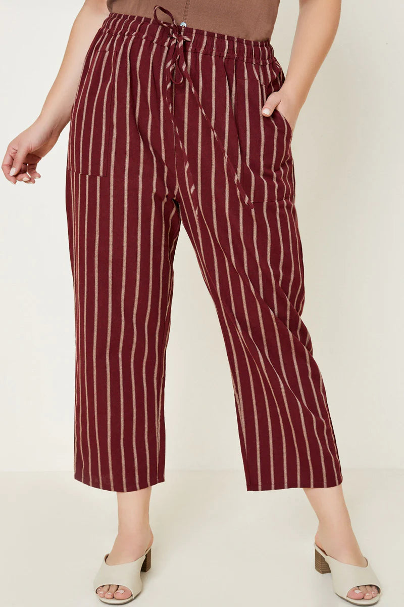 Burgundy Stripe Trousers | Extended