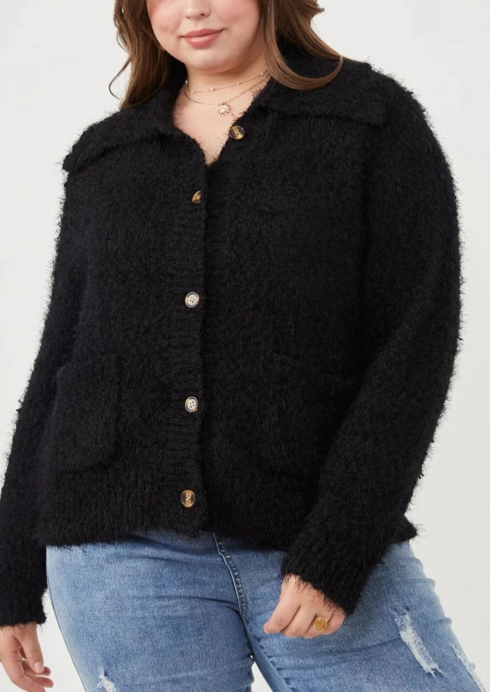 Fuzzy Popcorn Knit Cardigan | Extended