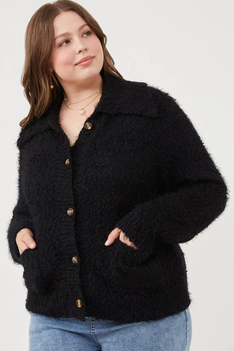 Fuzzy Popcorn Knit Cardigan | Extended