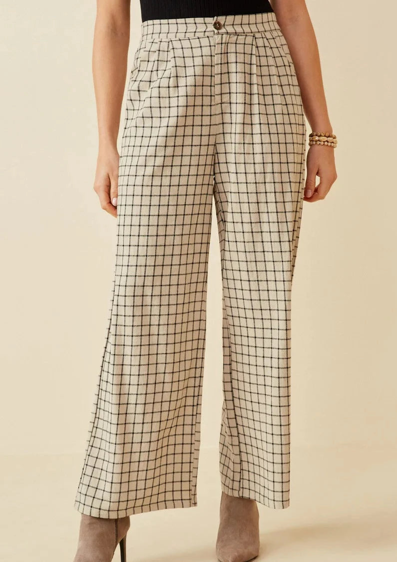 Check Wide Leg Trousers