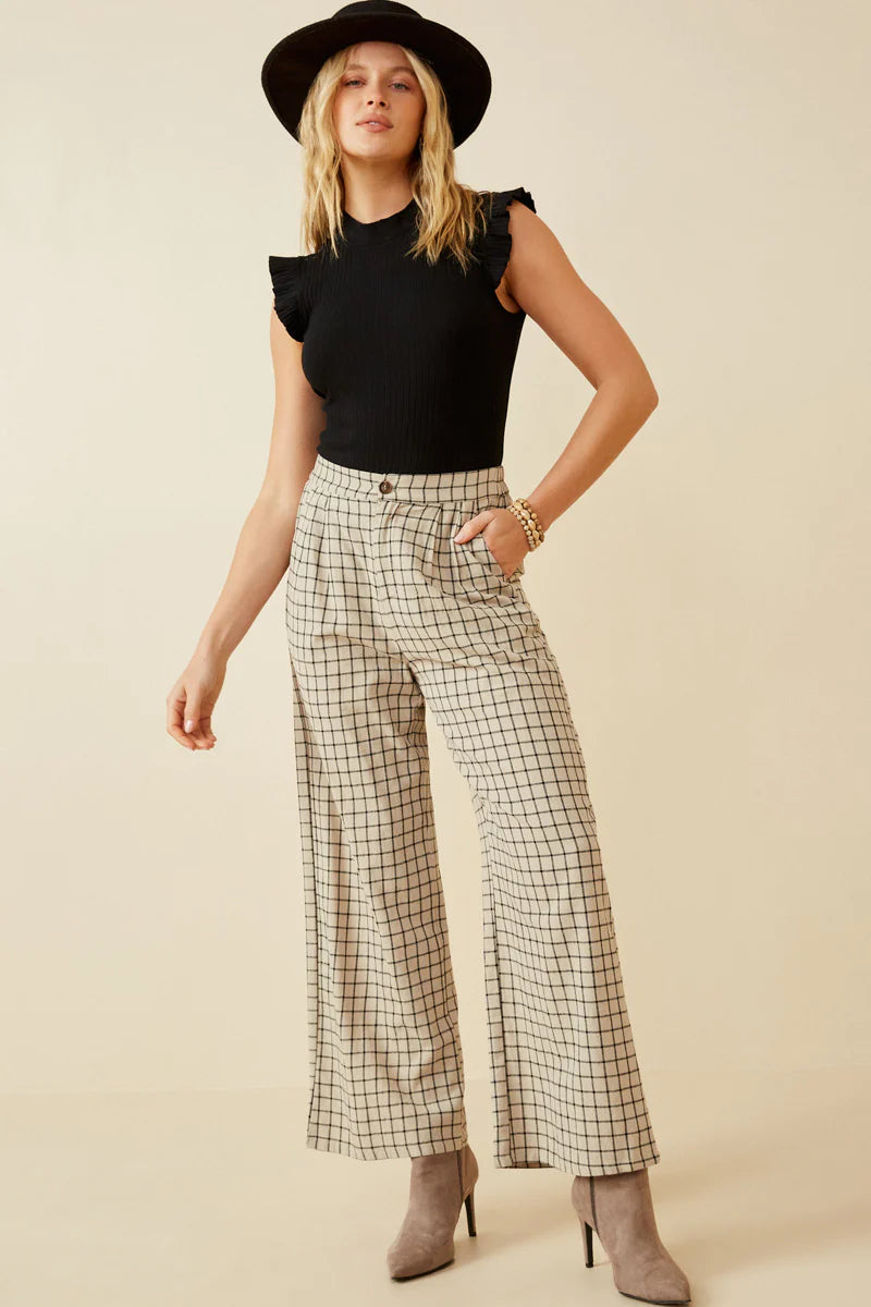 Check Wide Leg Trousers