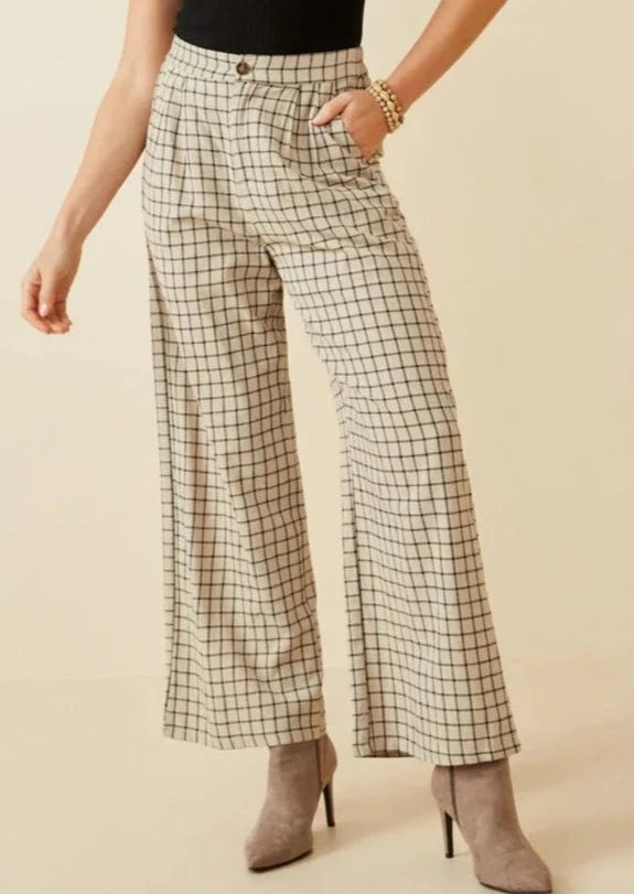 Check Wide Leg Trousers
