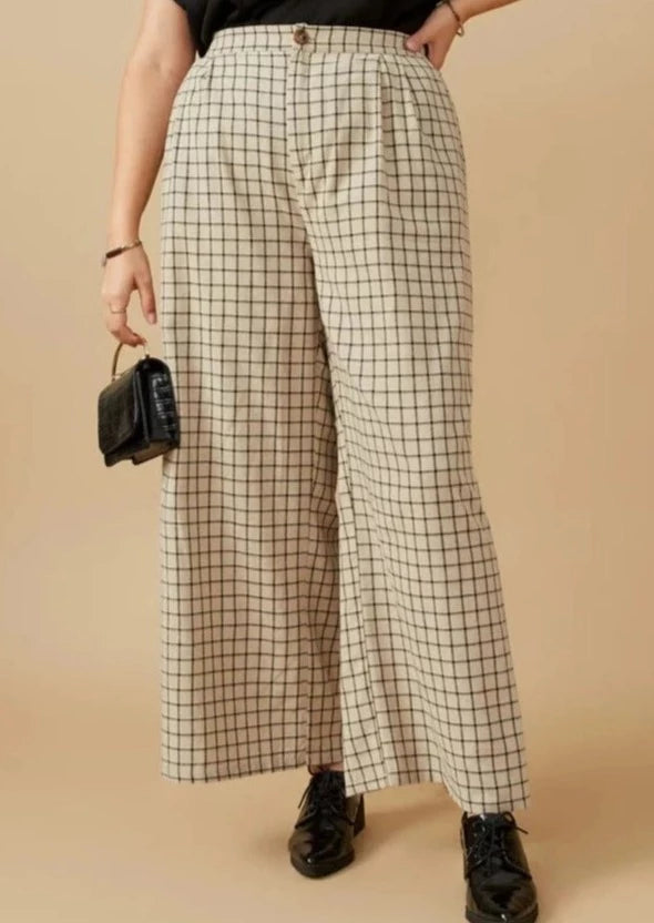 Check Wide Leg Trousers | Extended