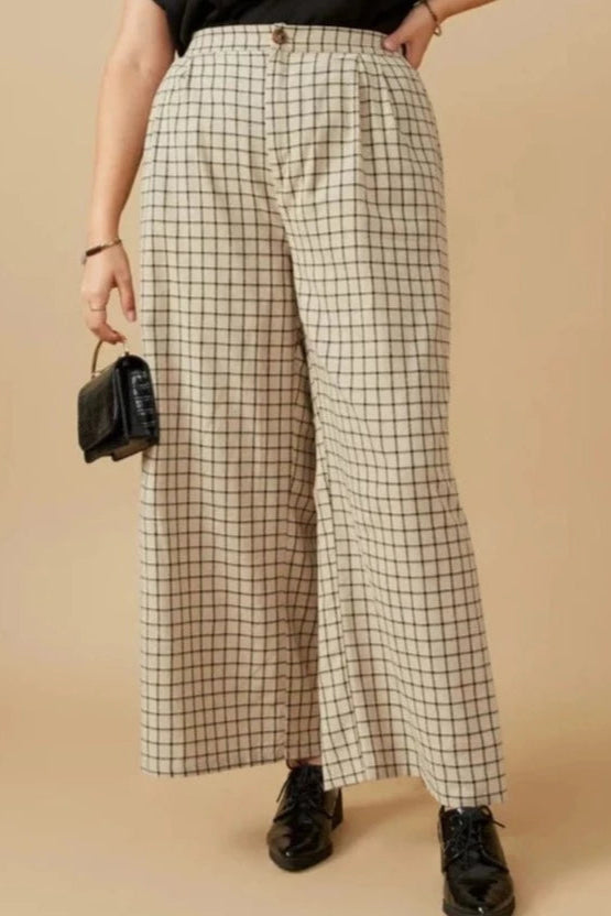 Check Wide Leg Trousers | Extended