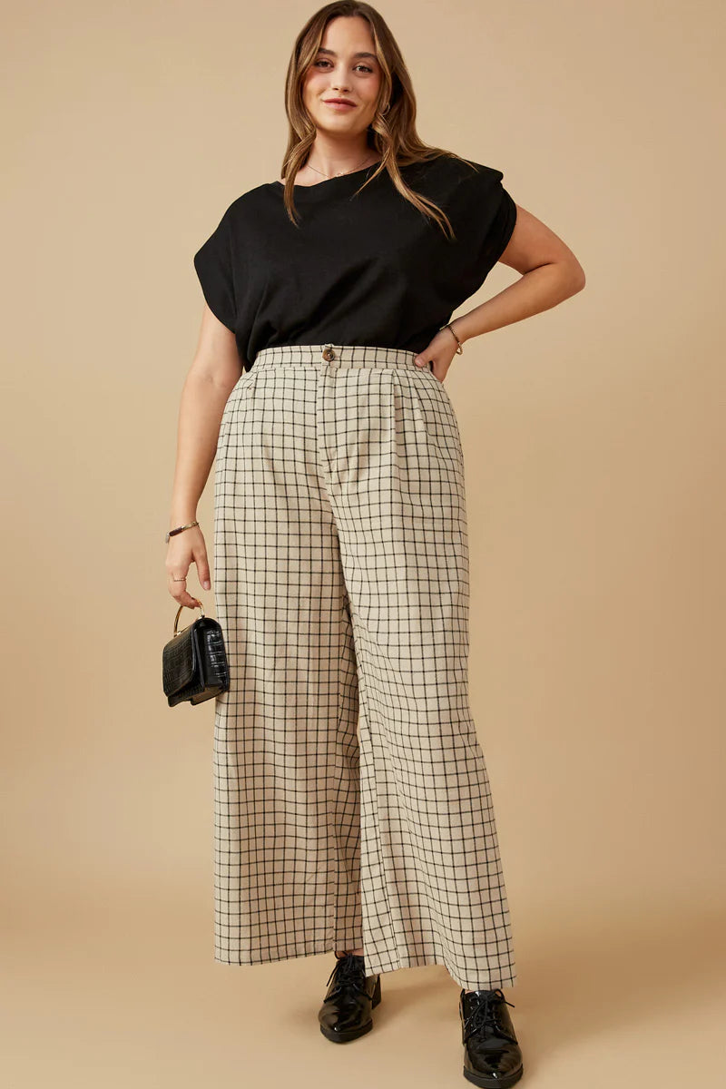 Check Wide Leg Trousers | Extended
