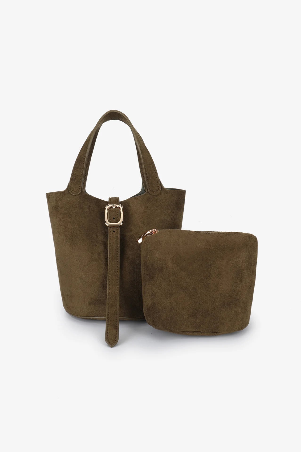 Joya Mini Bucket Bag | Faux Suede Olive