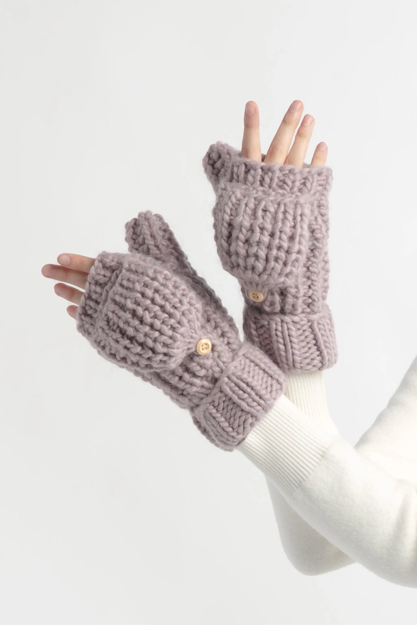 Knitted Flip Mittens | Lavender