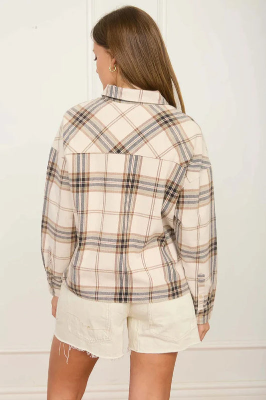 Boxy Plaid Button Up | Khaki