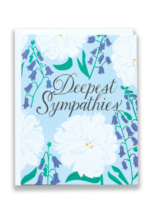 White & Blue Floral Condolence Card