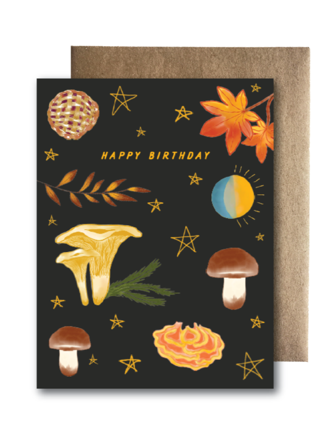 HBD Fall Mushrooms Card