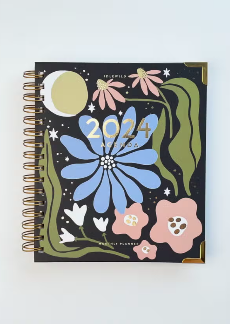 Midnight Fleur 2024 Spiral Bound Planner