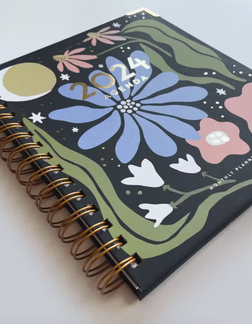 Midnight Fleur 2024 Spiral Bound Planner