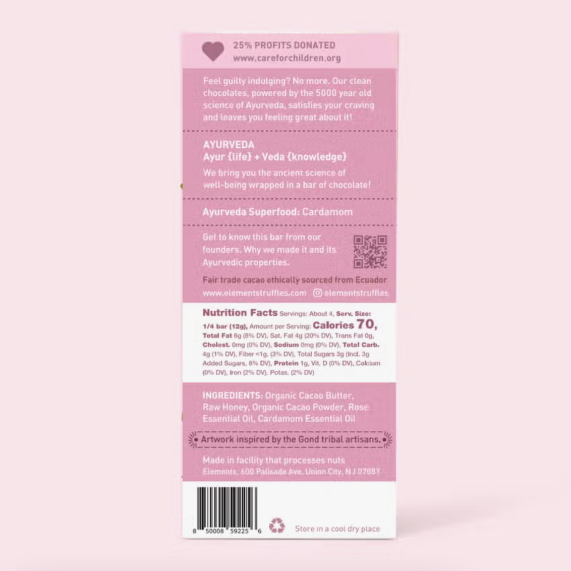 Rose Cardamom Chocolate Bar