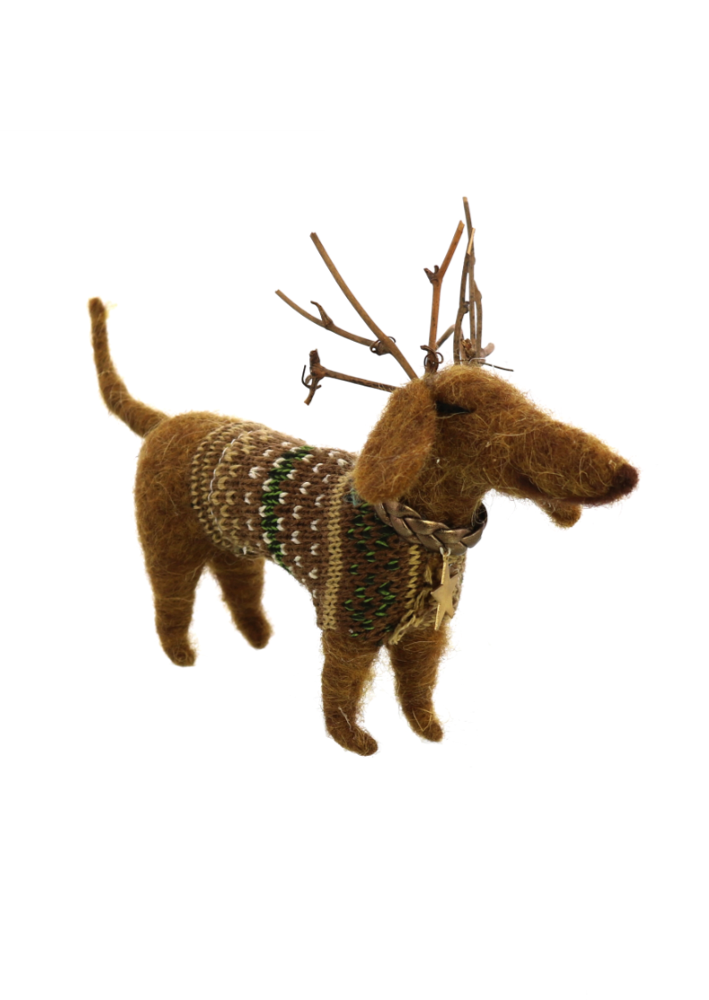 Daschund with Antlers Ornament