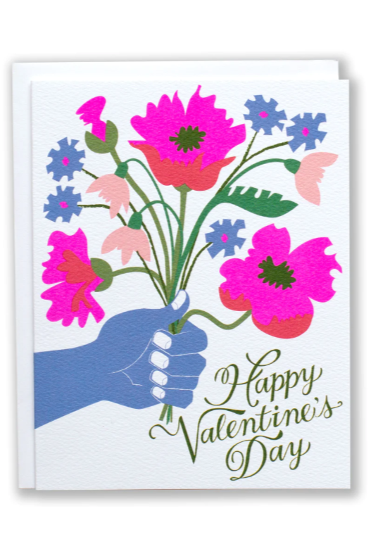 Valentine Hand & Bouquet Card