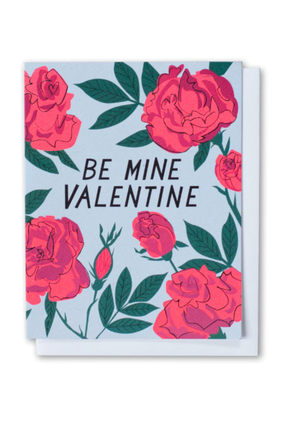 Be Mine Valentine Neon Roses Card