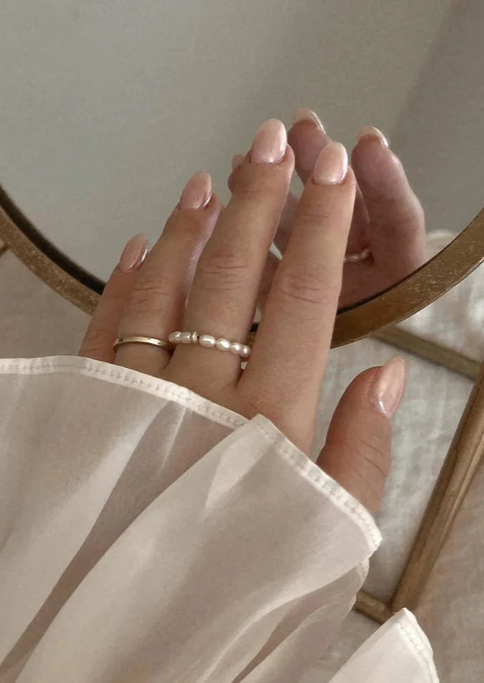 Sage Pearl Stacking Ring