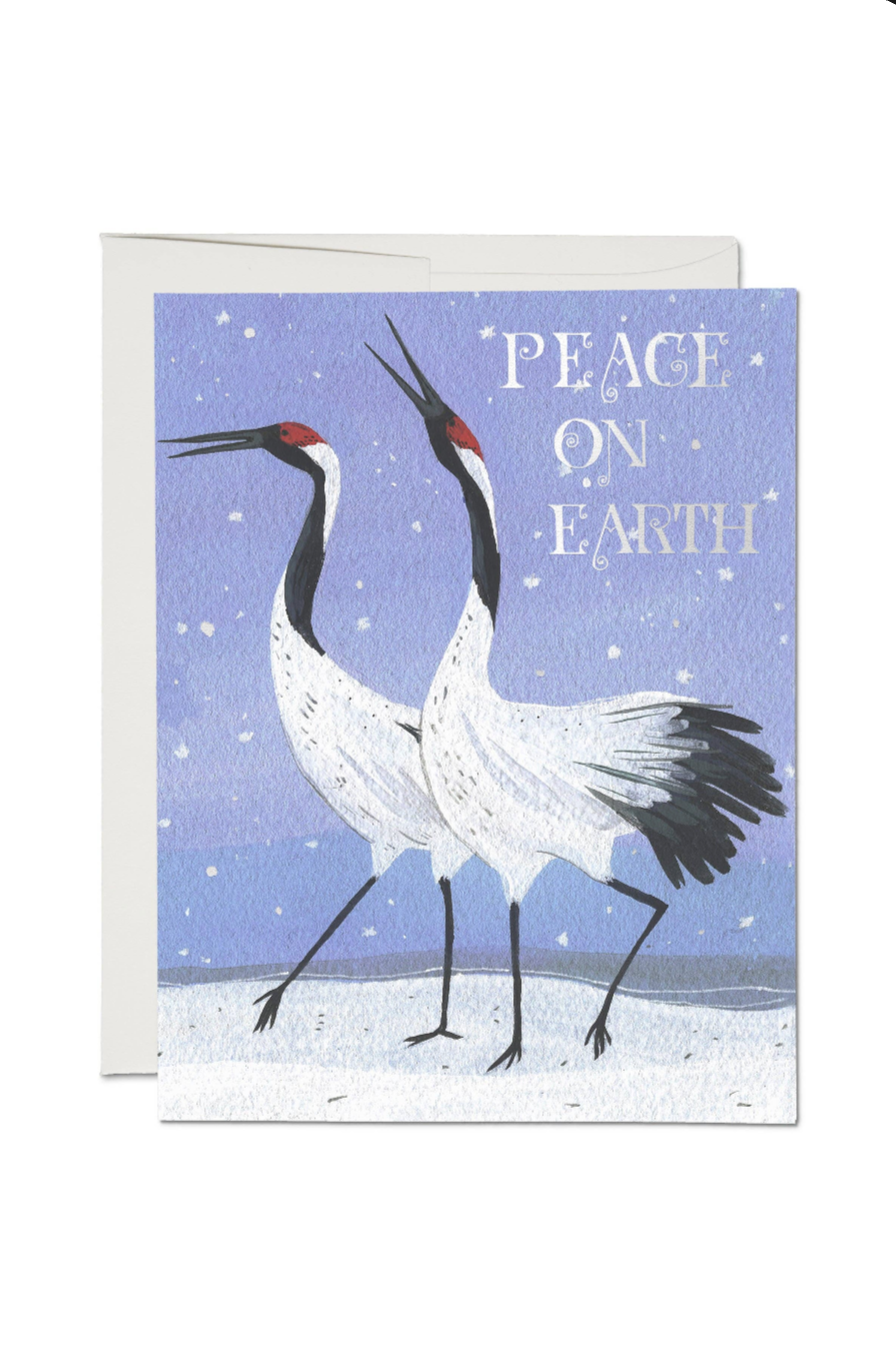 Snow Crane Holiday Card