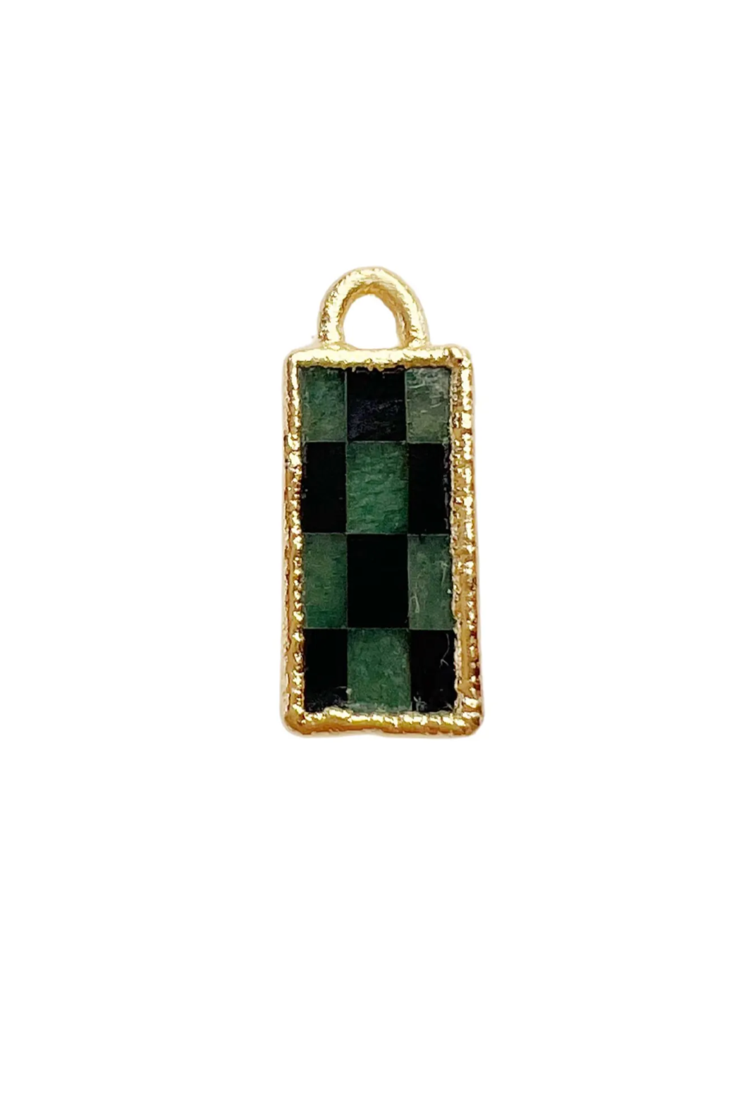 Green Aventurine + Onyx Checkerboard Charm