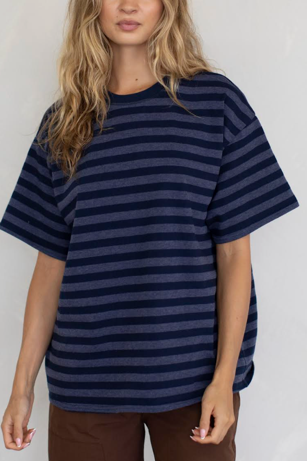 Oversized Stripe Tee | Navy