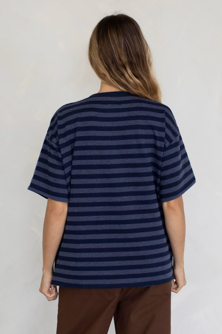 Oversized Stripe Tee | Navy