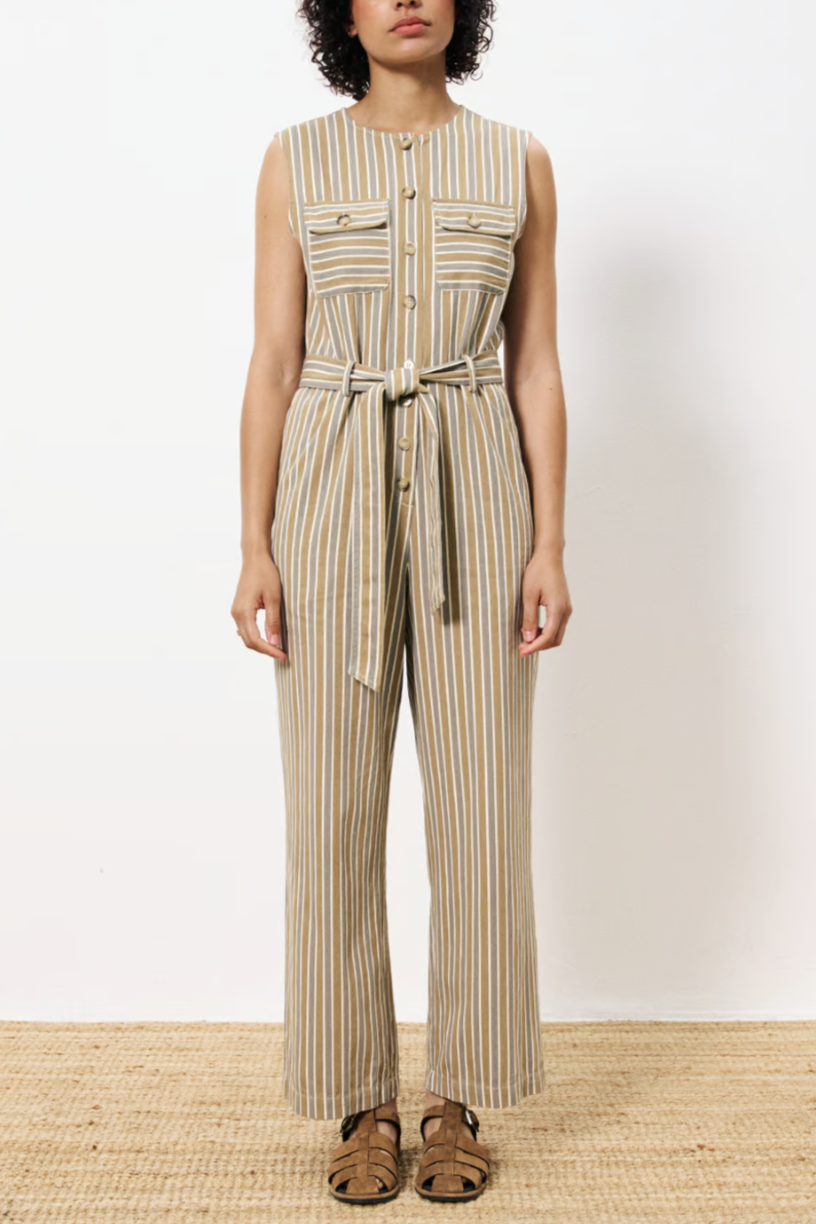 Gris + Olive Stripe Jumpsuit