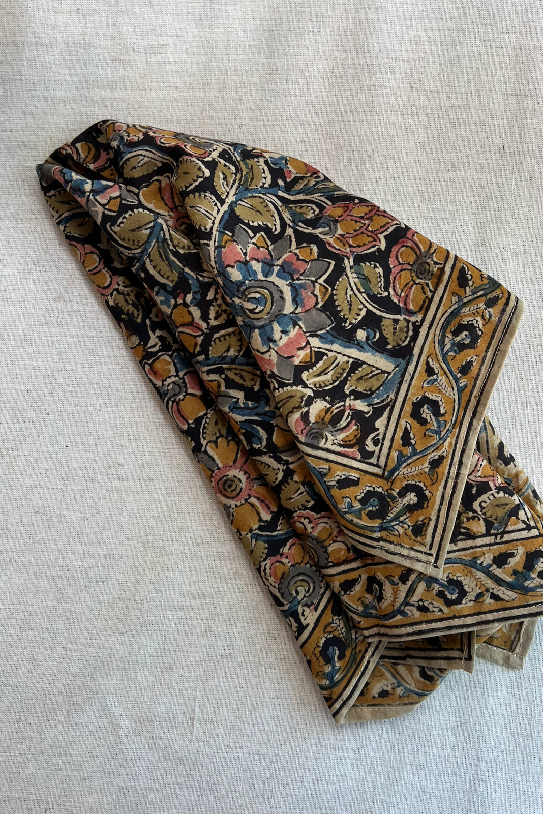 Kalamkari Cotton Bandana | Night Blooms
