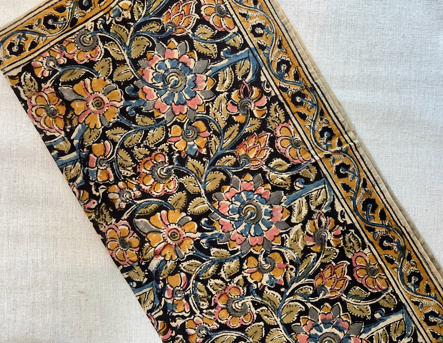 Kalamkari Cotton Bandana | Night Blooms