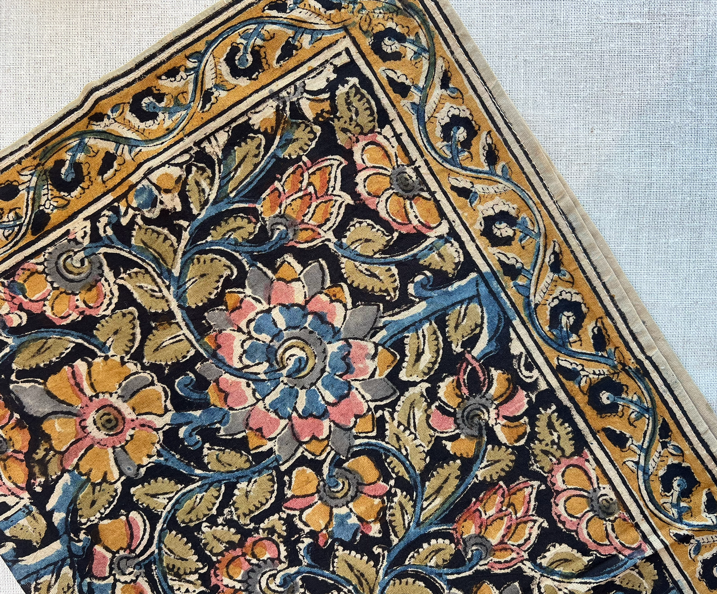 Kalamkari Cotton Bandana | Night Blooms