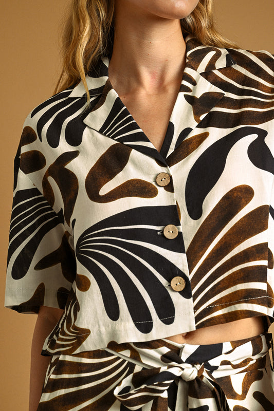 Toasted Coconut Button Up Top