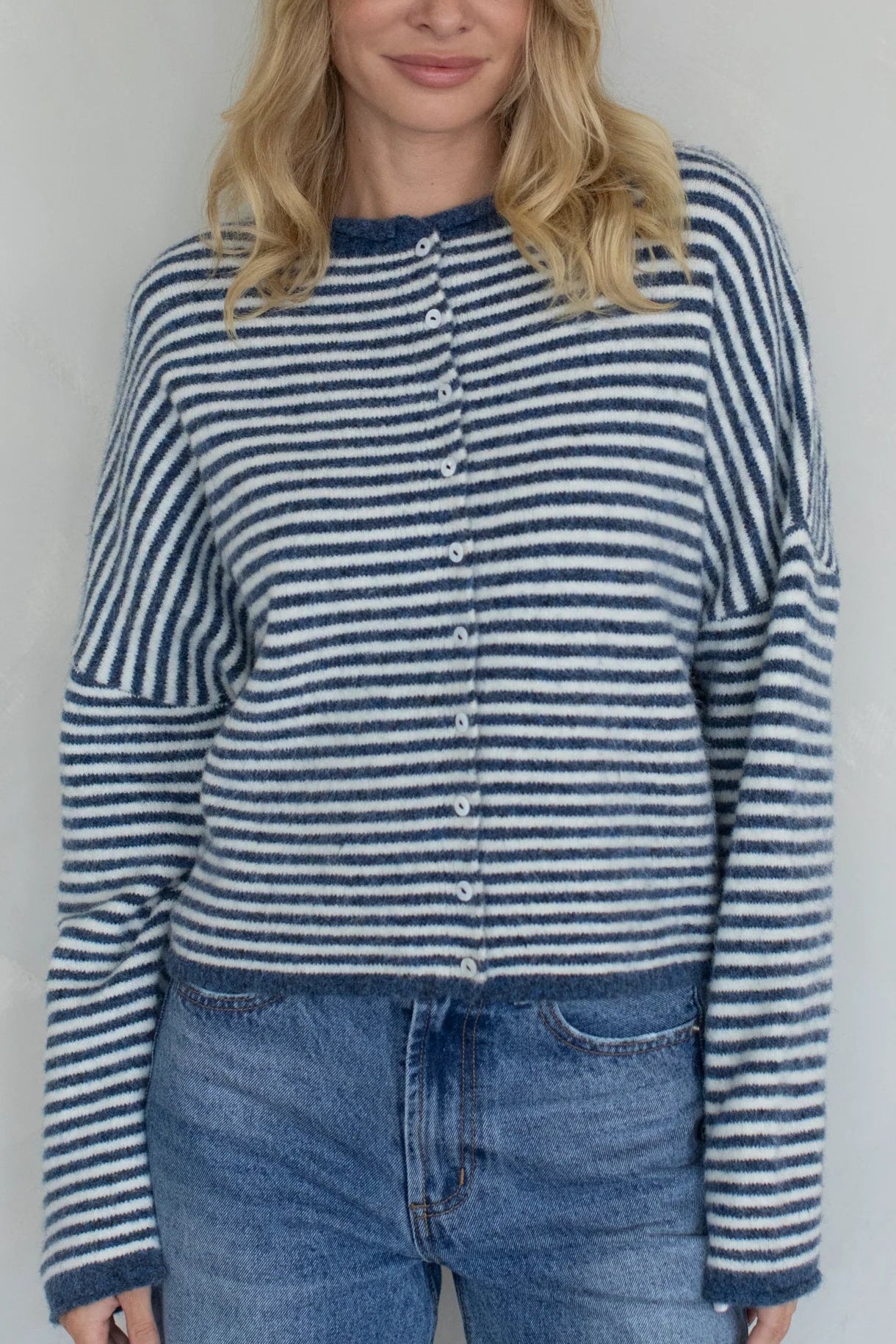Piper Mini Stripe Cardigan | Denim