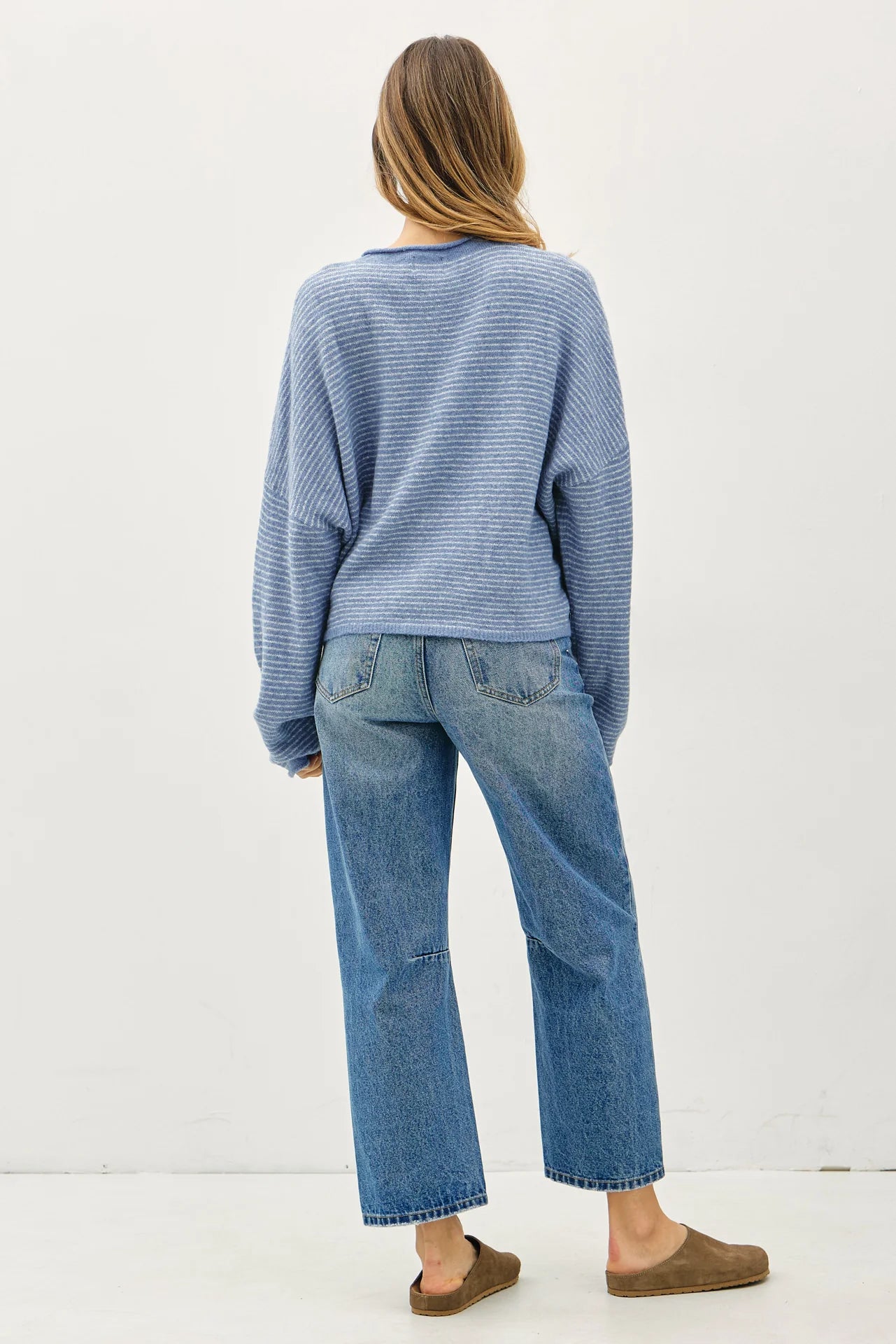 Piper Pin-Stripe Cardigan | Dusty Blue