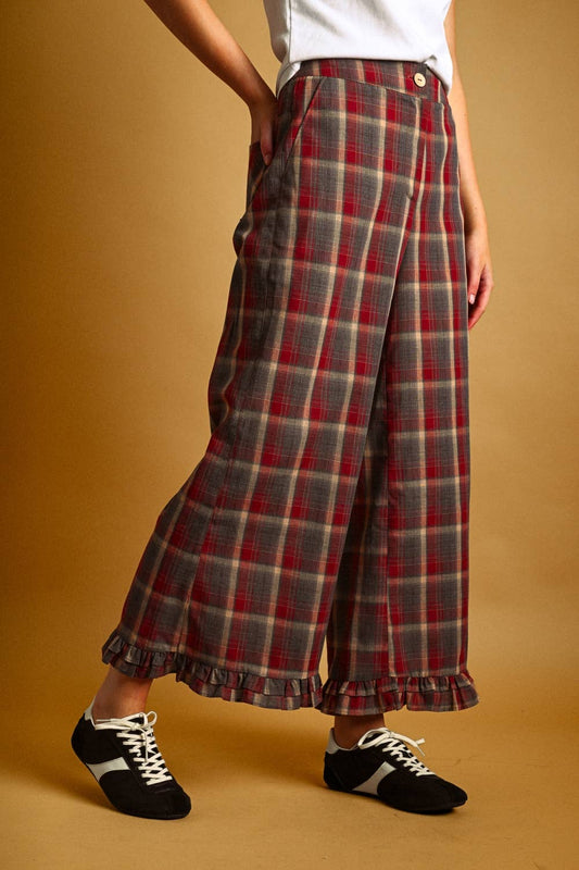 Ruffled Up Plaid Pants | Red + Blue