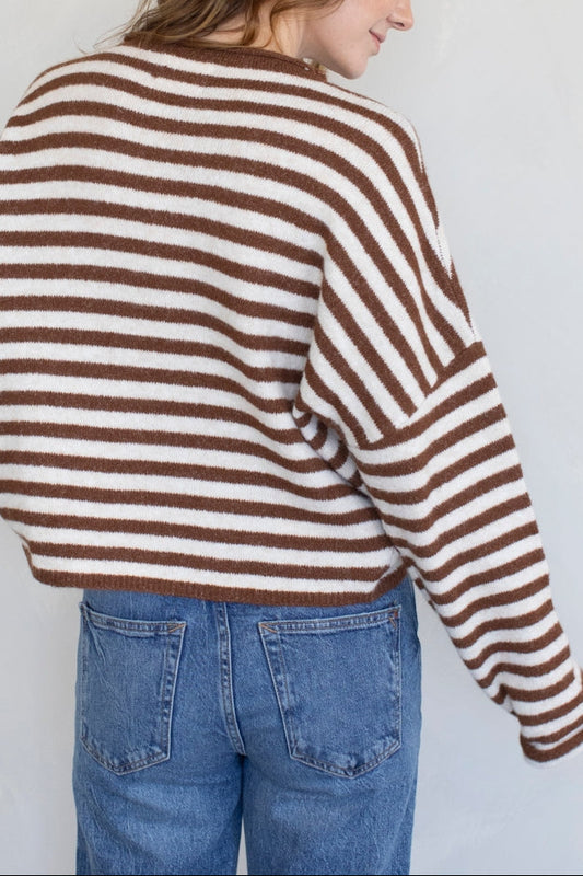 Piper Bold Stripe Cardigan | Brown