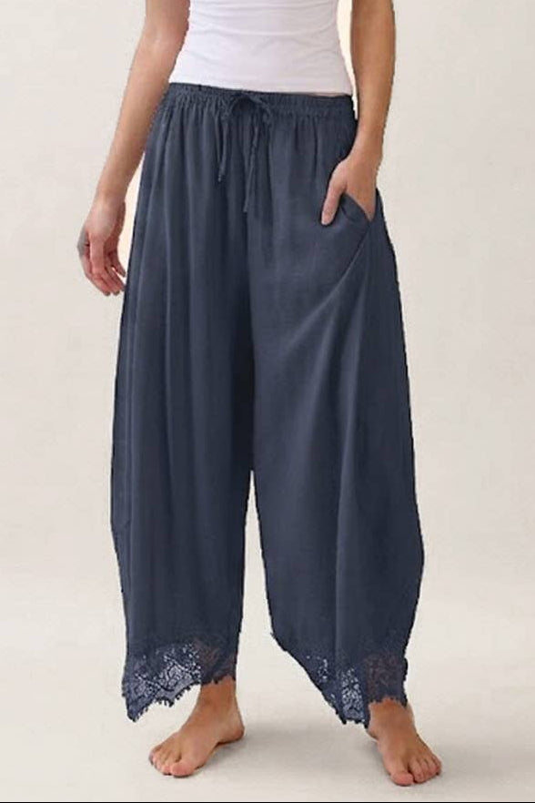 Billie Lace-Trim Tapered Pants | Ink | Extended